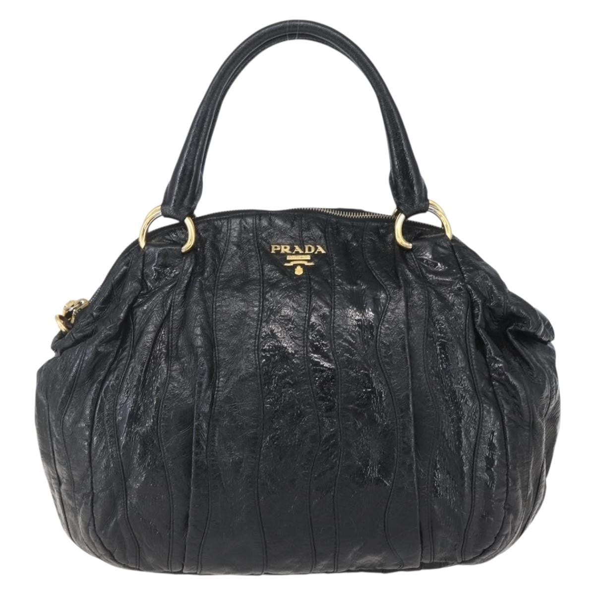 Prada Vintage Handbag Leather, BLACK, LEATHER, Handbag