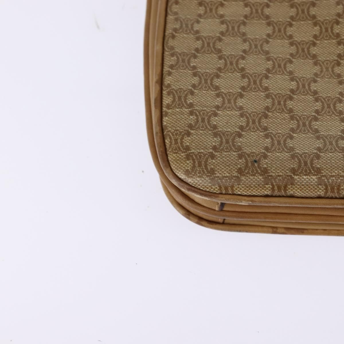 Celine Vintage Macadam Shoulder Bag Canvas and Leather, BEIGE, CANVAS, Shoulder bag