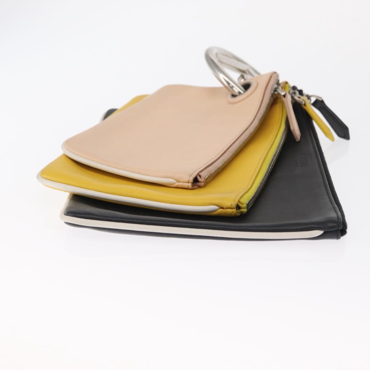 Fendi Triplette Pouch Set Calfskin, MULTICOLOUR, LEATHER, Clutche & pouche