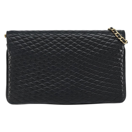 Bally Vintage Chain Shoulder Bag Quilted Leather, BLACK, LEATHER, Shoulder bag