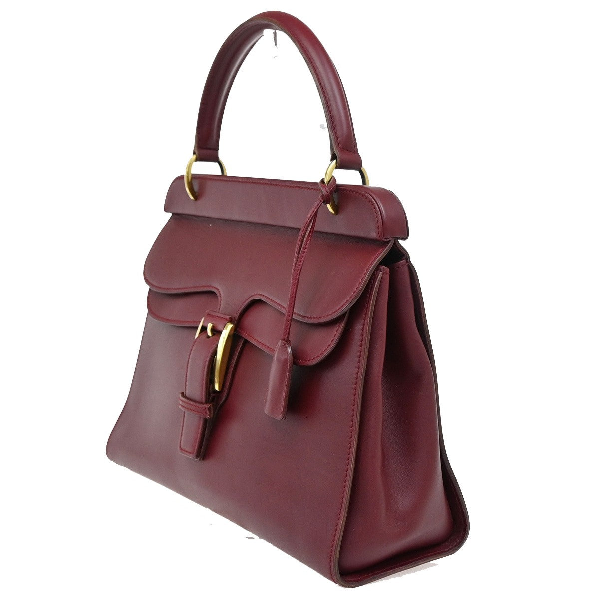 Gucci Belt Buckle Top Handle Bag Leather, RED, LEATHER, Handbag