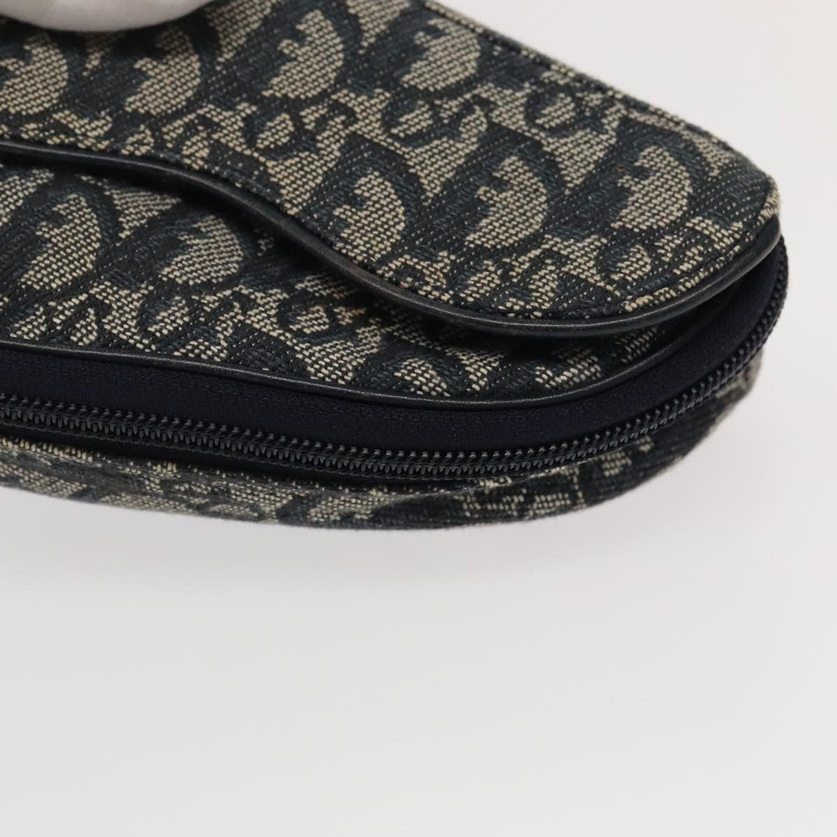 Christian Dior Vintage Saddle Coin Purse Diorissimo Canvas, NAVY, CANVAS, Wallets