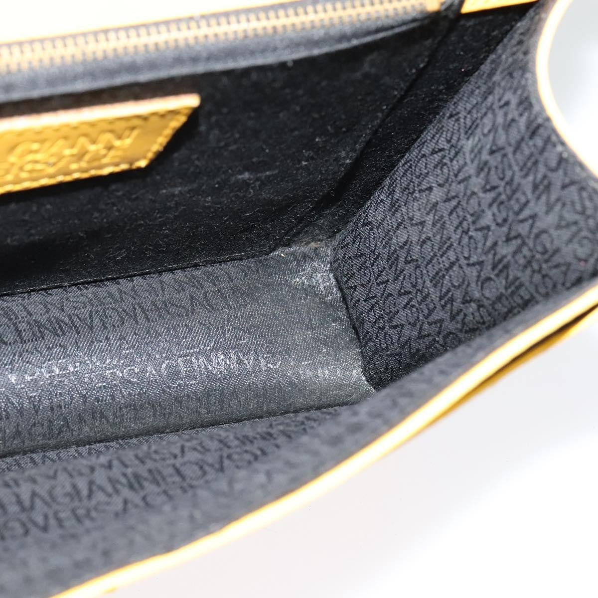 Versace Wristlet Pouch Leather, YELLOW, LEATHER, Clutche & pouche