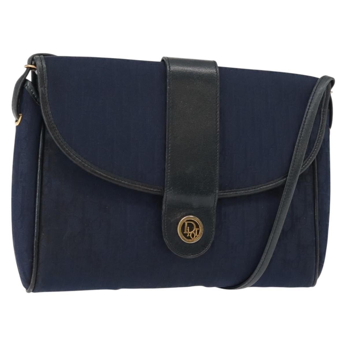 Christian Dior Vintage Trotter Shoulder Bag Canvas, NAVY, CANVAS, Shoulder bag