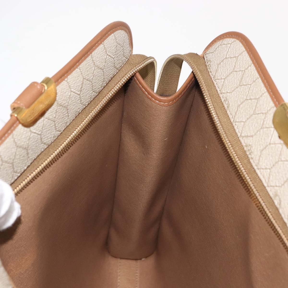 Christian Dior Vintage Honeycomb Handbag Canvas Leather, BEIGE, CANVAS, Handbag