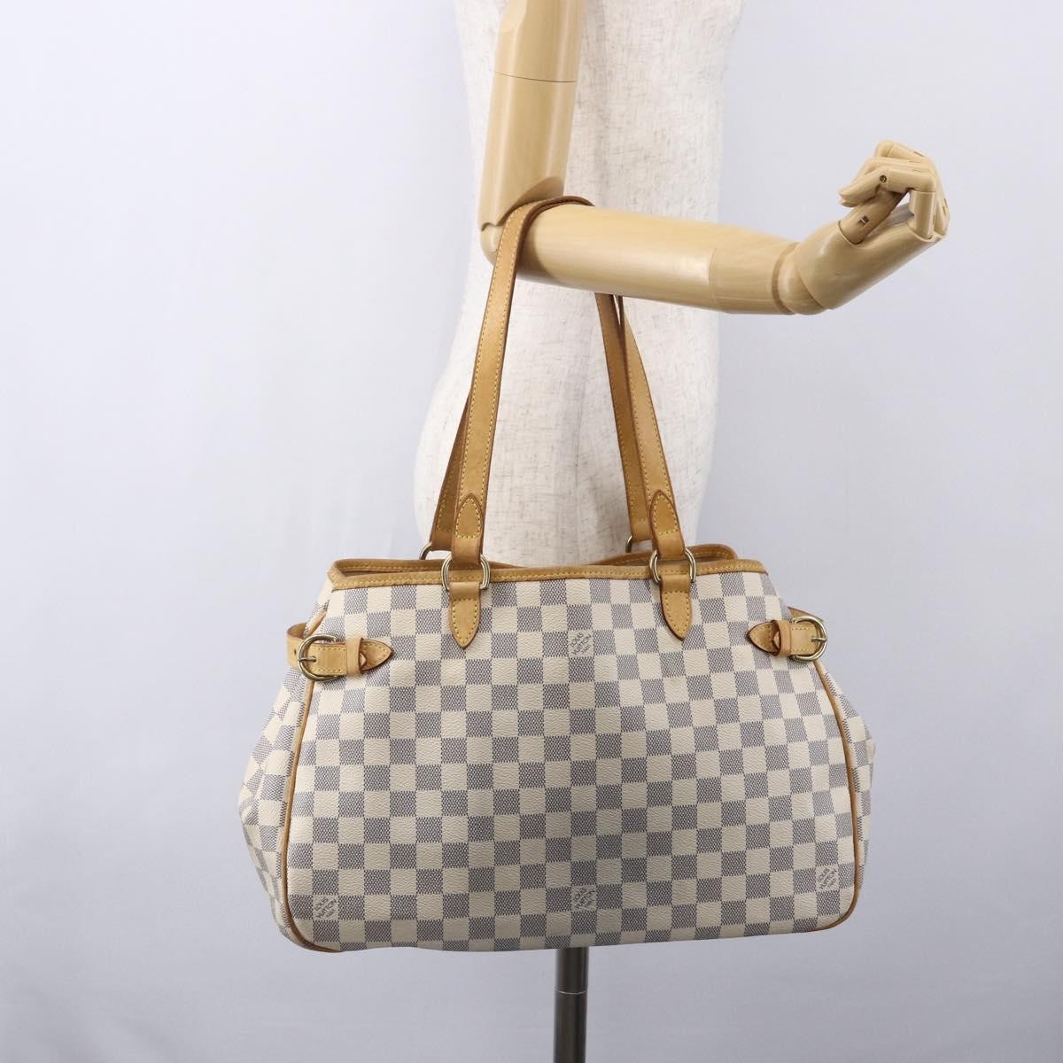 Louis Vuitton Batignolles Handbag Damier, WHITE, CANVAS, Tote bag