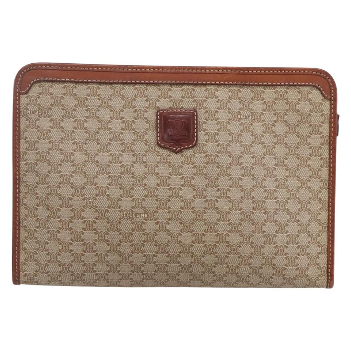 Celine Macadam Pochette Classic, BEIGE, CANVAS, Clutche & pouche