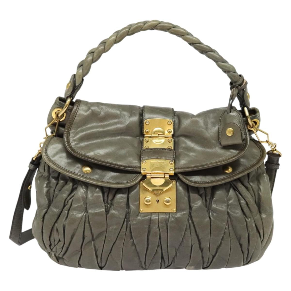 Miu Miu Coffer Convertible Hobo Matelasse Leather, GRAY, LEATHER, Handbag