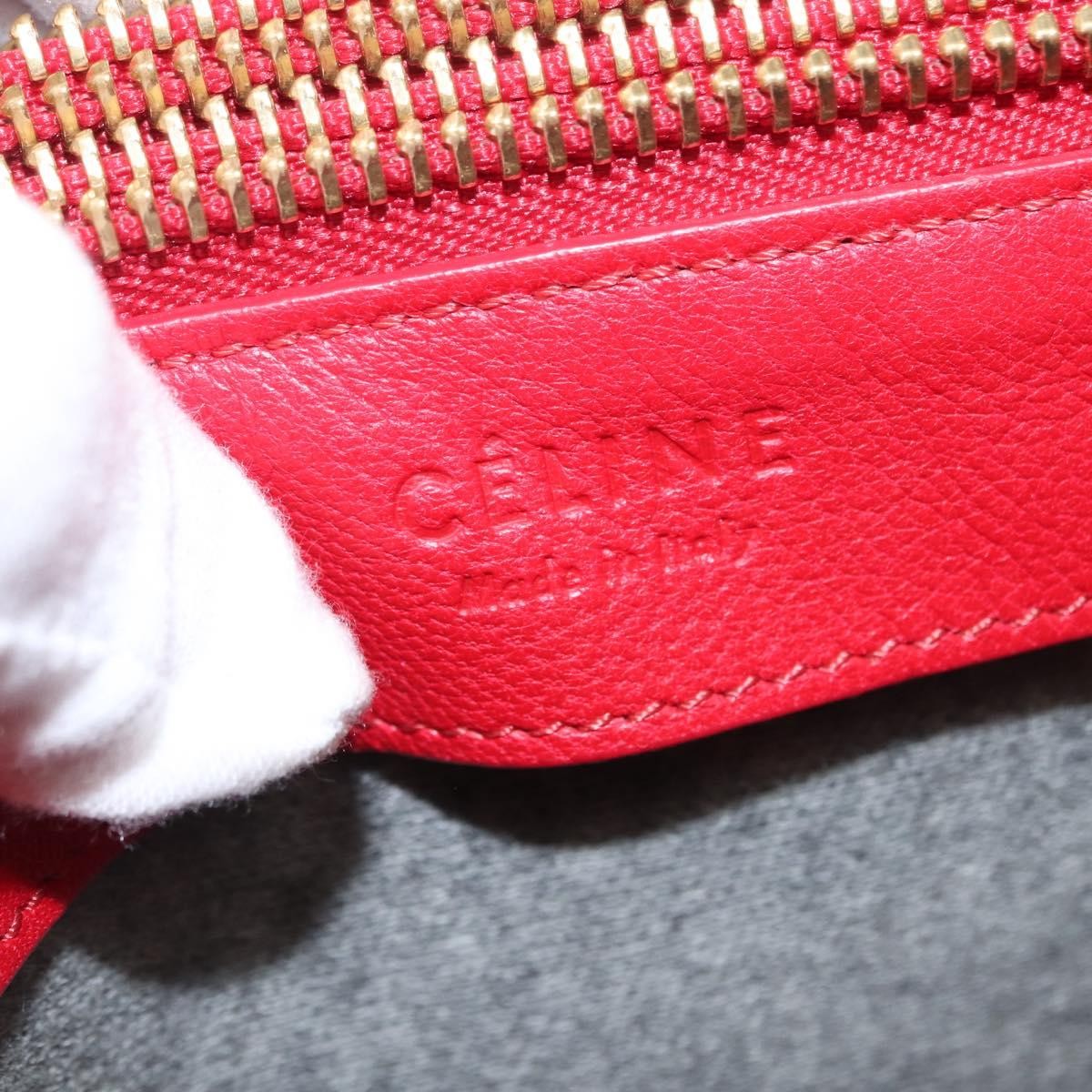 Celine Trio Crossbody Bag Leather, RED, LEATHER, Shoulder bag