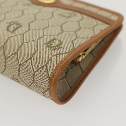 Christian Dior Vintage Honeycomb Zip Pouch Coated Canvas, BEIGE, PVC, Clutche & pouche
