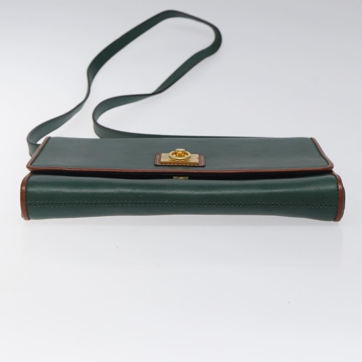 Celine Vintage Triomphe Flap Bag Leather, GREEN, LEATHER, Shoulder bag