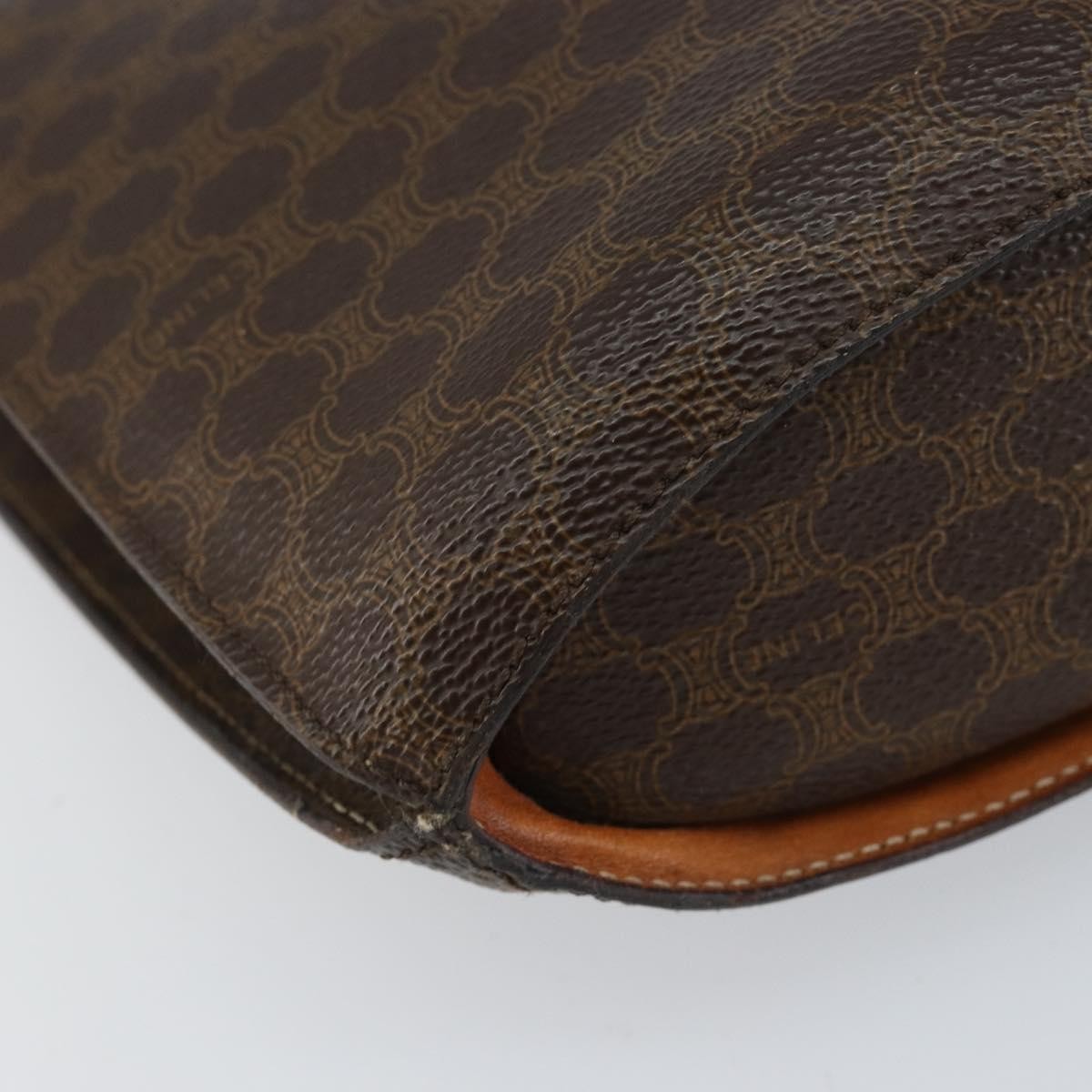 Celine Vintage Macadam Shoulder Bag Canvas, BROWN, PVC, Shoulder bag