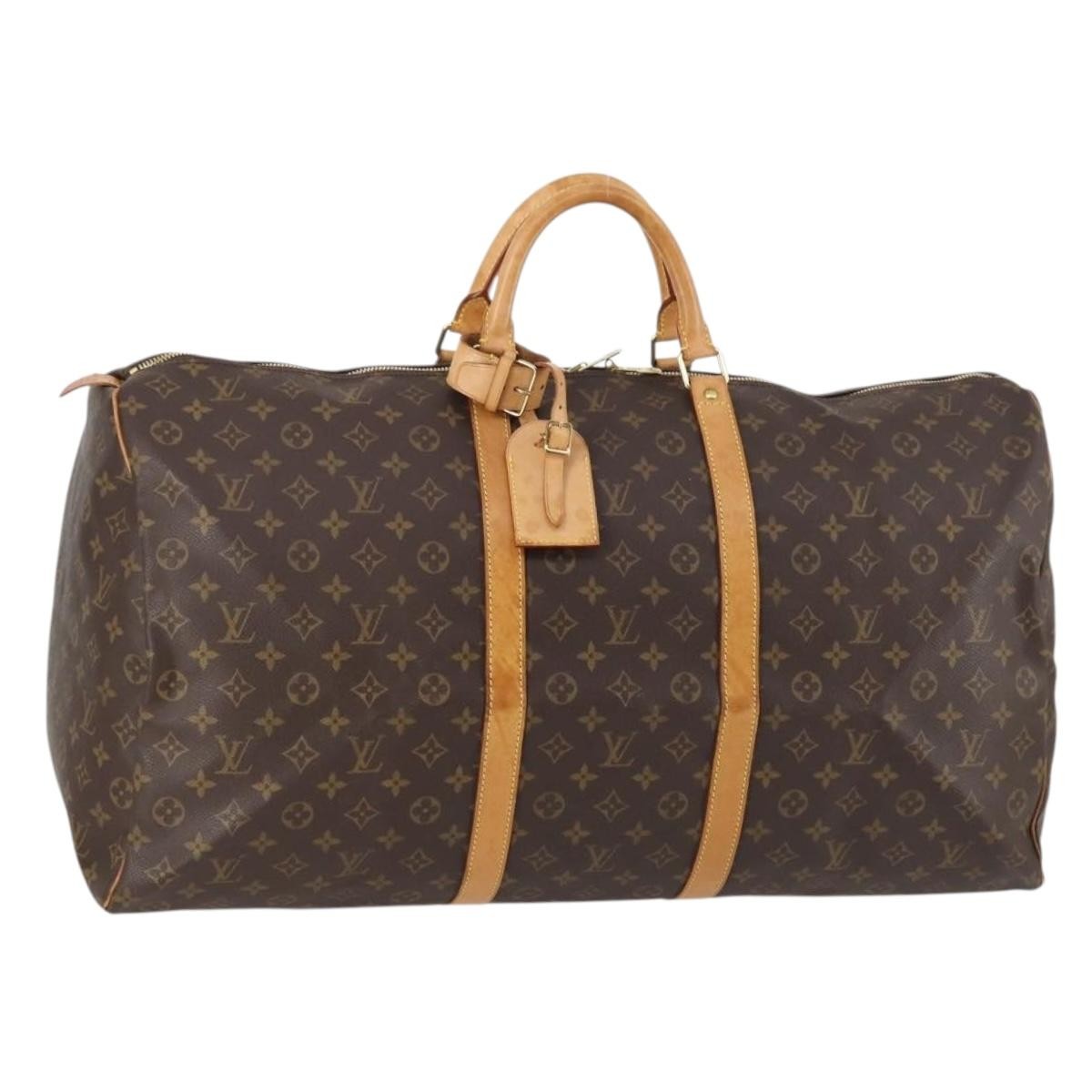Louis Vuitton Keepall Bag Monogram Canvas, BROWN, CANVAS, Travel bag
