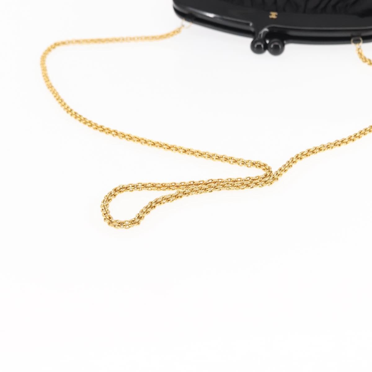 Chanel Vintage Kisslock Frame Bag Pleated Satin, BLACK, SATIN, Shoulder bag