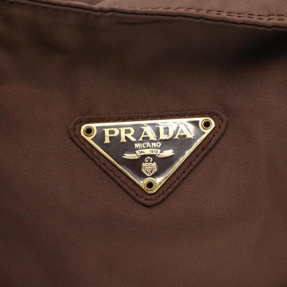 Prada Metal Handles Tote Tessuto, BROWN, NYLON, Handbag