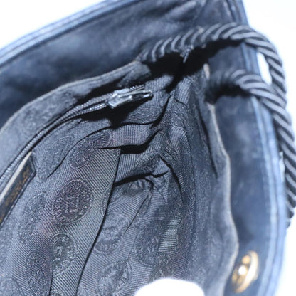 Fendi FF Logo Stamp Zip Pouch Printed Leather, BLACK, LEATHER, Shoulder bag