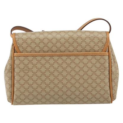 Celine Vintage Macadam Shoulder Bag Canvas and Leather, BEIGE, CANVAS, Shoulder bag