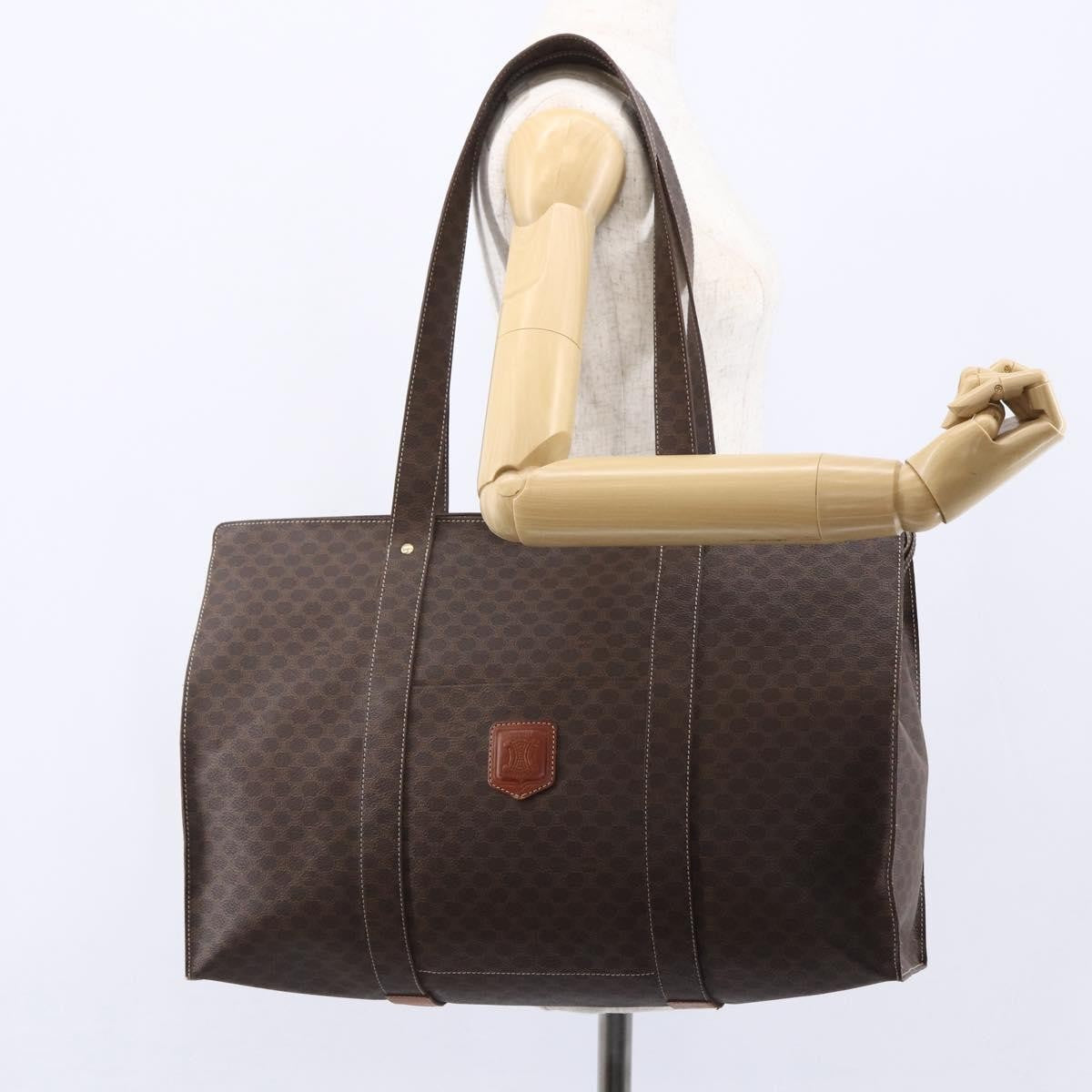 Celine Vintage Macadam Tote bag Canvas and Leather, BROWN, CANVAS, Tote bag