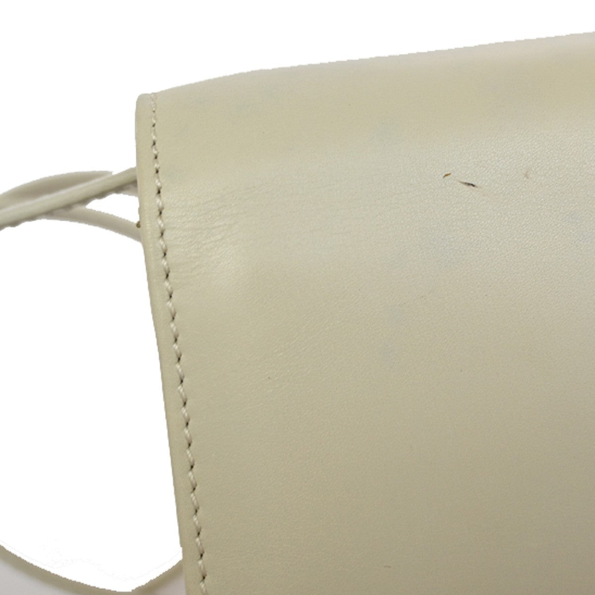 Celine Vintage Triomphe Flap Bag Leather, WHITE, LEATHER, Shoulder bag