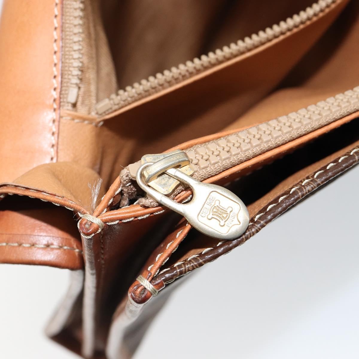 Celine Macadam Pochette Canvas and Leather, BROWN, CANVAS, Clutche & pouche