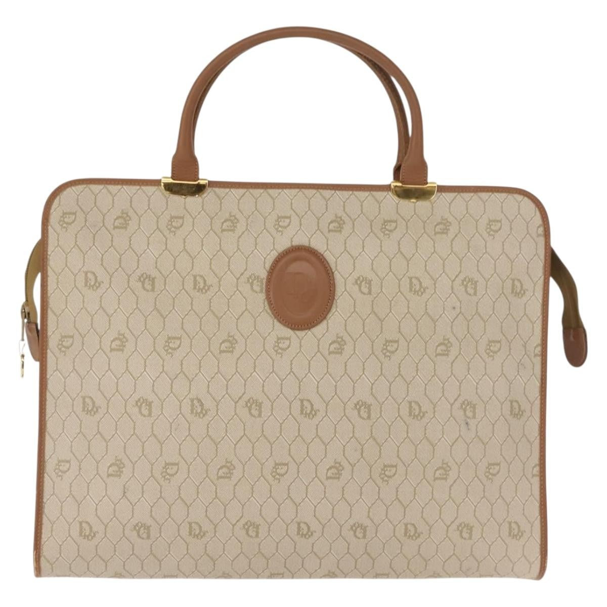 Christian Dior Vintage Honeycomb Handbag Canvas Leather, BEIGE, CANVAS, Handbag