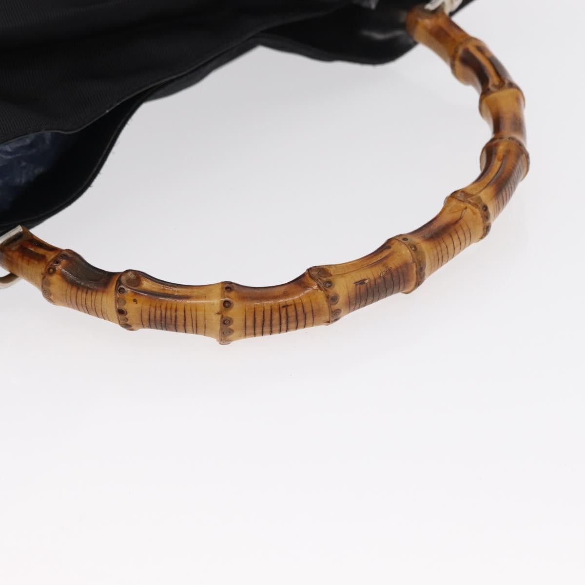 Gucci Vintage Bamboo Shoulder Bag Nylon, BLACK, CANVAS, Shoulder bag