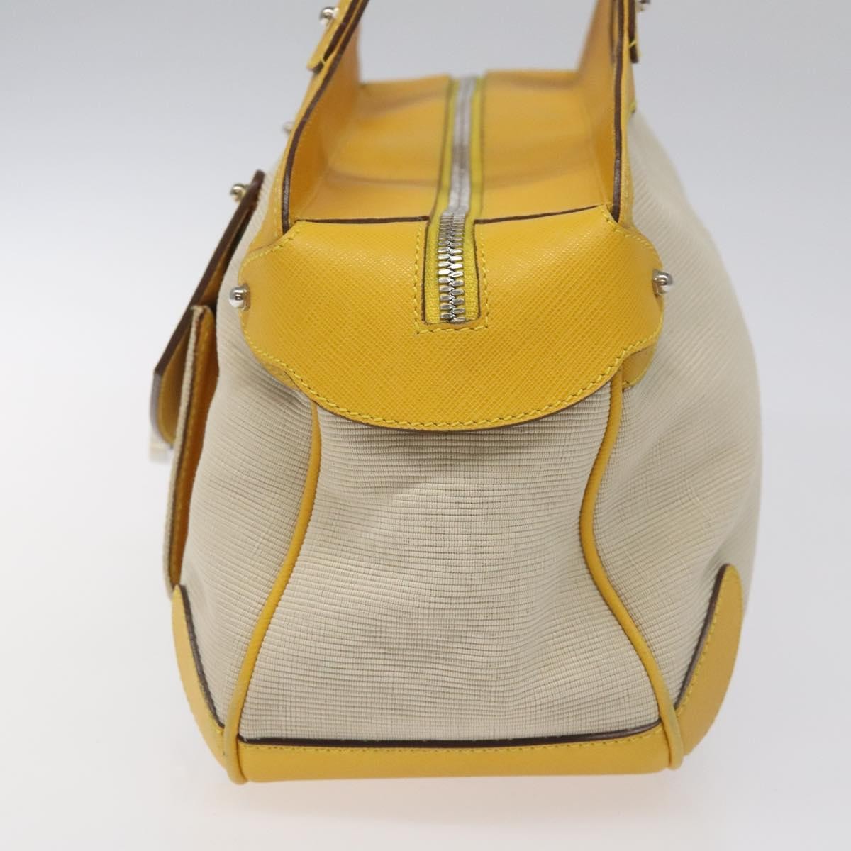 Salvatore Ferragamo Gancini handbag Canvas and Leather, YELLOW, CANVAS, Handbag