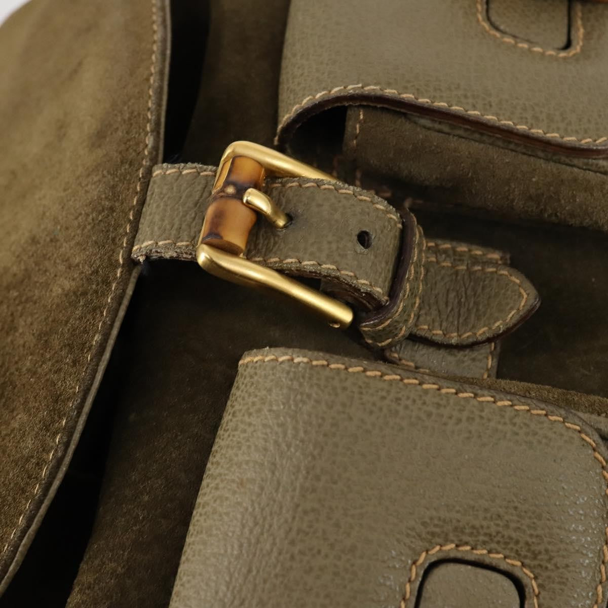 Gucci Vintage Bamboo Backpack Suede, KHAKI, SUEDE, Backpack