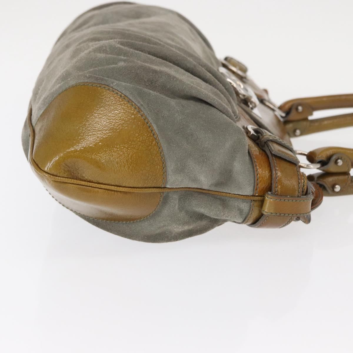 Salvatore Ferragamo Gancini handbag Suede, GREEN, SUEDE, Handbag