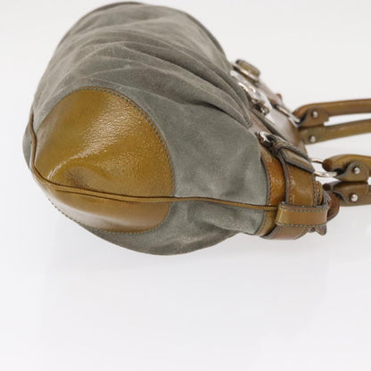 Salvatore Ferragamo Gancini handbag Suede, GREEN, SUEDE, Handbag