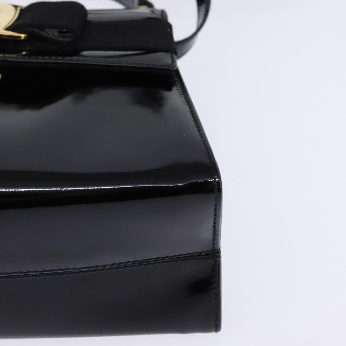 Salvatore Ferragamo Vintage Vara Bow Top Handle Bag Patent Leather, BLACK, PATENT_LEATHER, Handbag