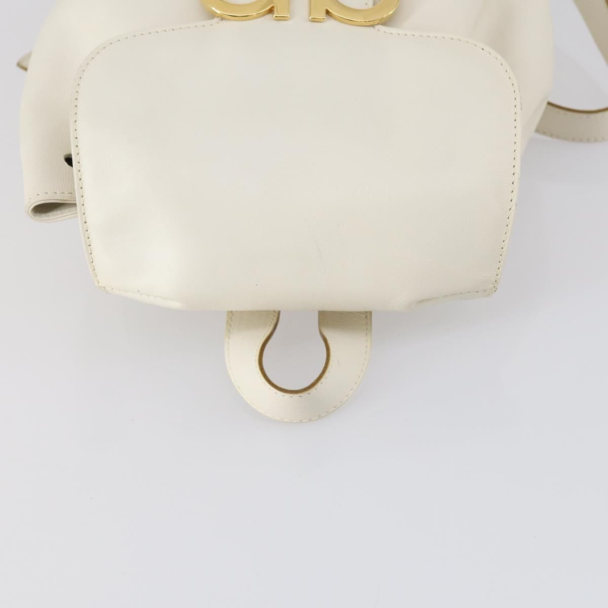 Salvatore Ferragamo Gancini Backpack Leather, WHITE, LEATHER, Backpack