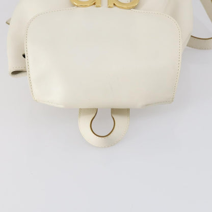Salvatore Ferragamo Gancini Backpack Leather, WHITE, LEATHER, Backpack