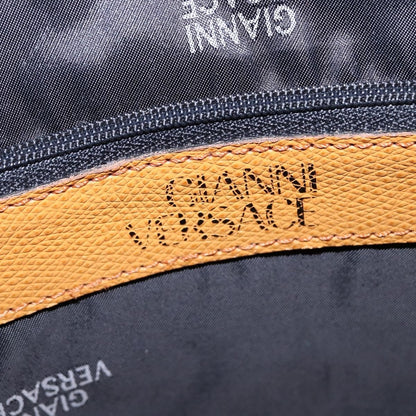 Versace Vintage Sun Zip Satchel Embossed Leather, BEIGE, LEATHER, Handbag