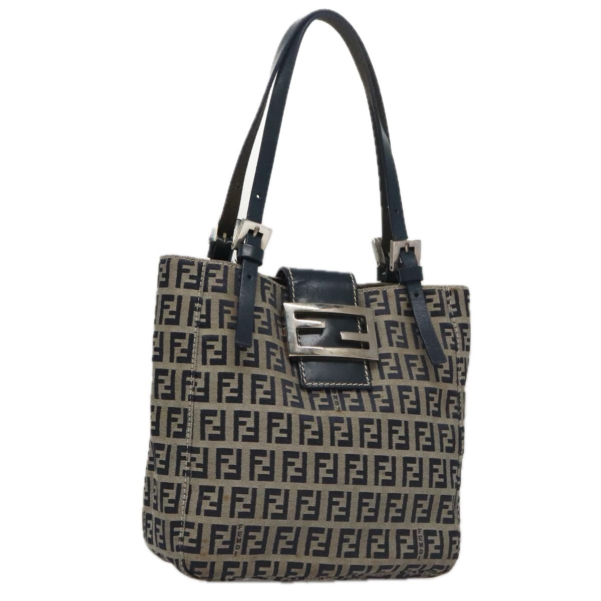 Fendi Vintage Shoulder Bag Zucca Canvas, NAVY, CANVAS, Handbag