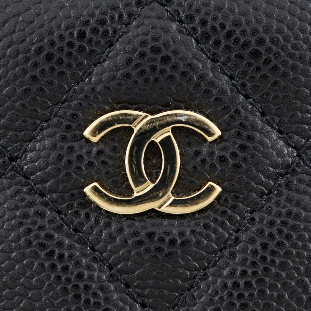 Chanel CC Card Case Quilted Caviar, BLACK, LEATHER, Card Holders