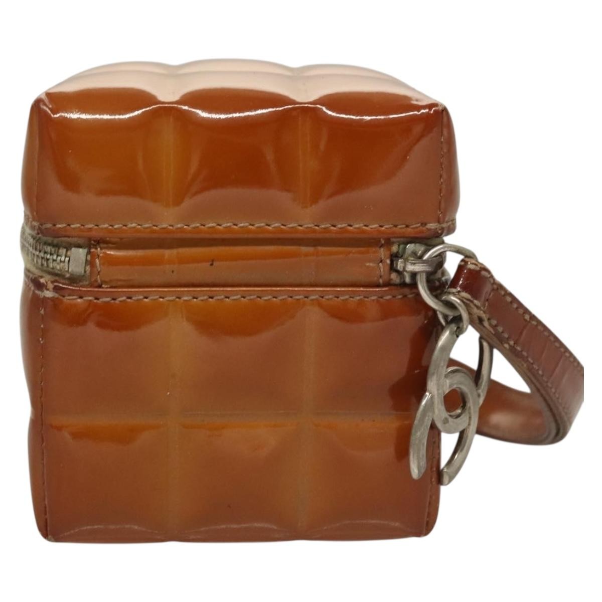 Chanel Rubiks Cube Wristlet Quilted Patent, BROWN, PATENT_LEATHER, Clutche & pouche