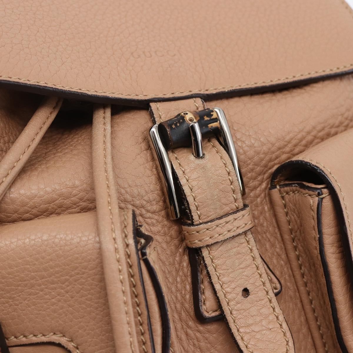 Gucci Vintage Bamboo Backpack Leather, BEIGE, LEATHER, Backpack