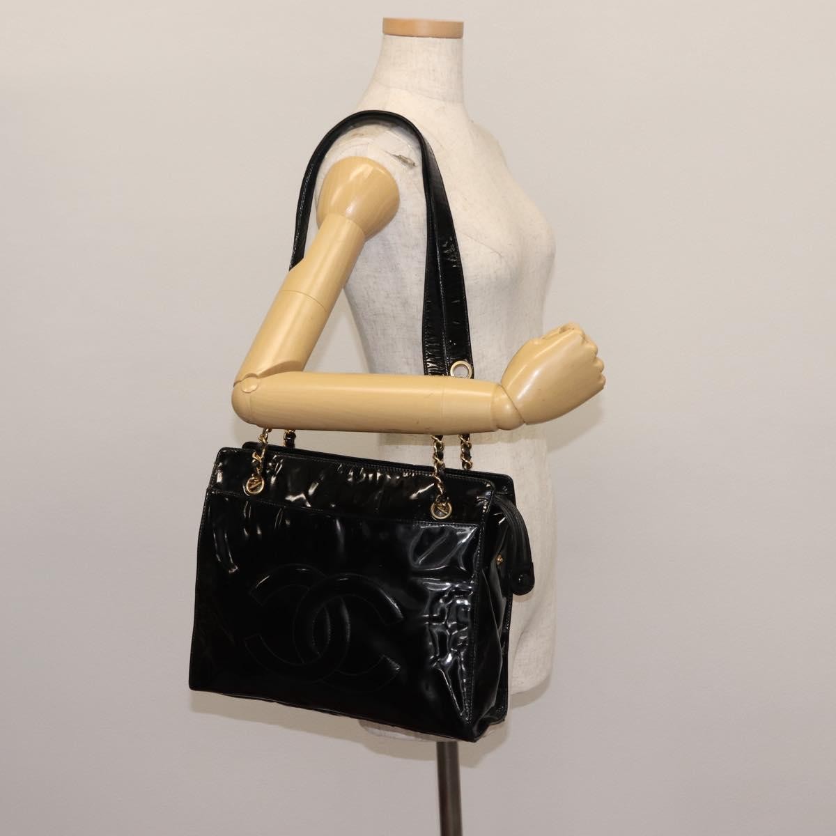 Chanel Vintage Timeless Zip Tote Patent Leather, BLACK, PATENT_LEATHER, Tote bag