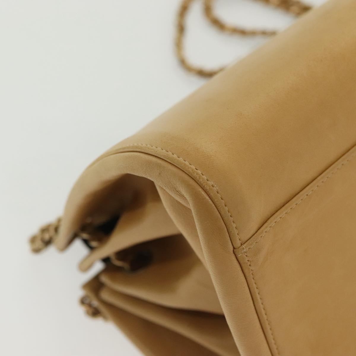 Chanel Chocolate Bar Flap Bag Quilted Lambskin, BEIGE, LEATHER, Shoulder bag