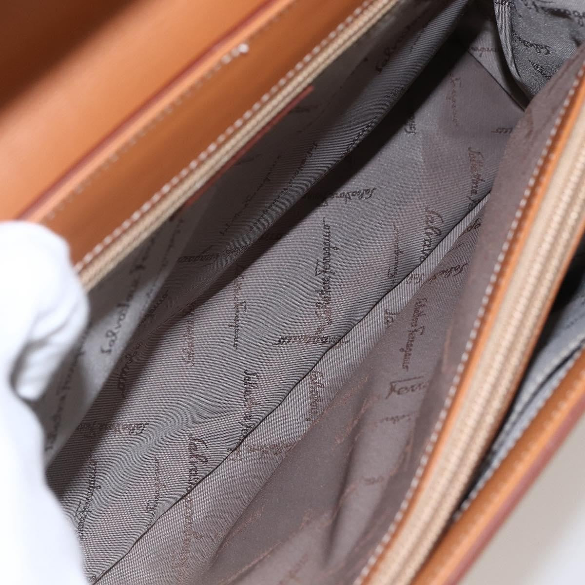 Salvatore Ferragamo Gancini handbag Leather, BROWN, LEATHER, Handbag