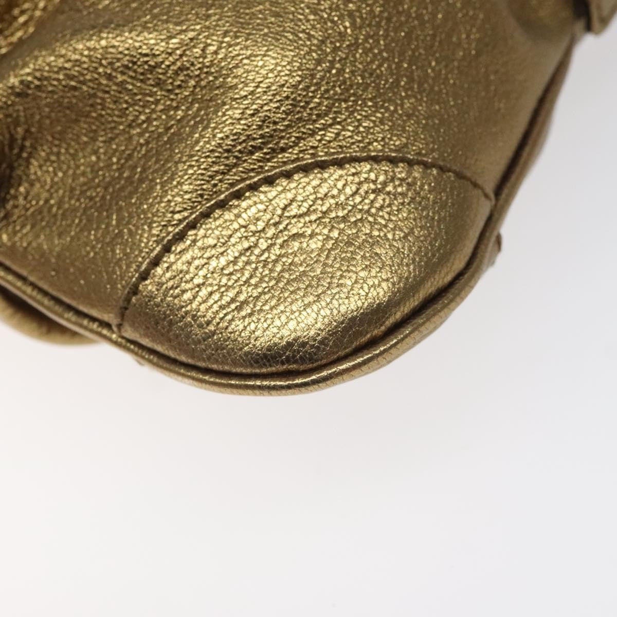 Salvatore Ferragamo Gancini Chain Clutch bag Leather, GOLD, LEATHER, Clutche & pouche