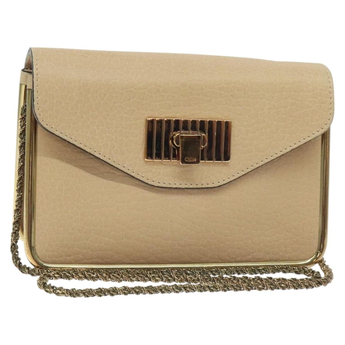 Chloe Sally Shoulder Bag Leather, BEIGE, LEATHER, Shoulder bag