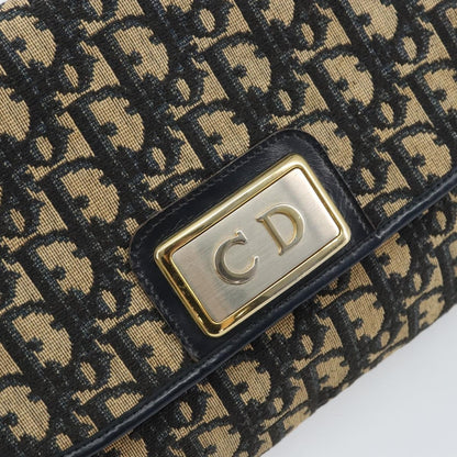 Christian Dior Vintage CD Chain Flap Shoulder Bag Diorissimo Canvas, NAVY, CANVAS, Shoulder bag