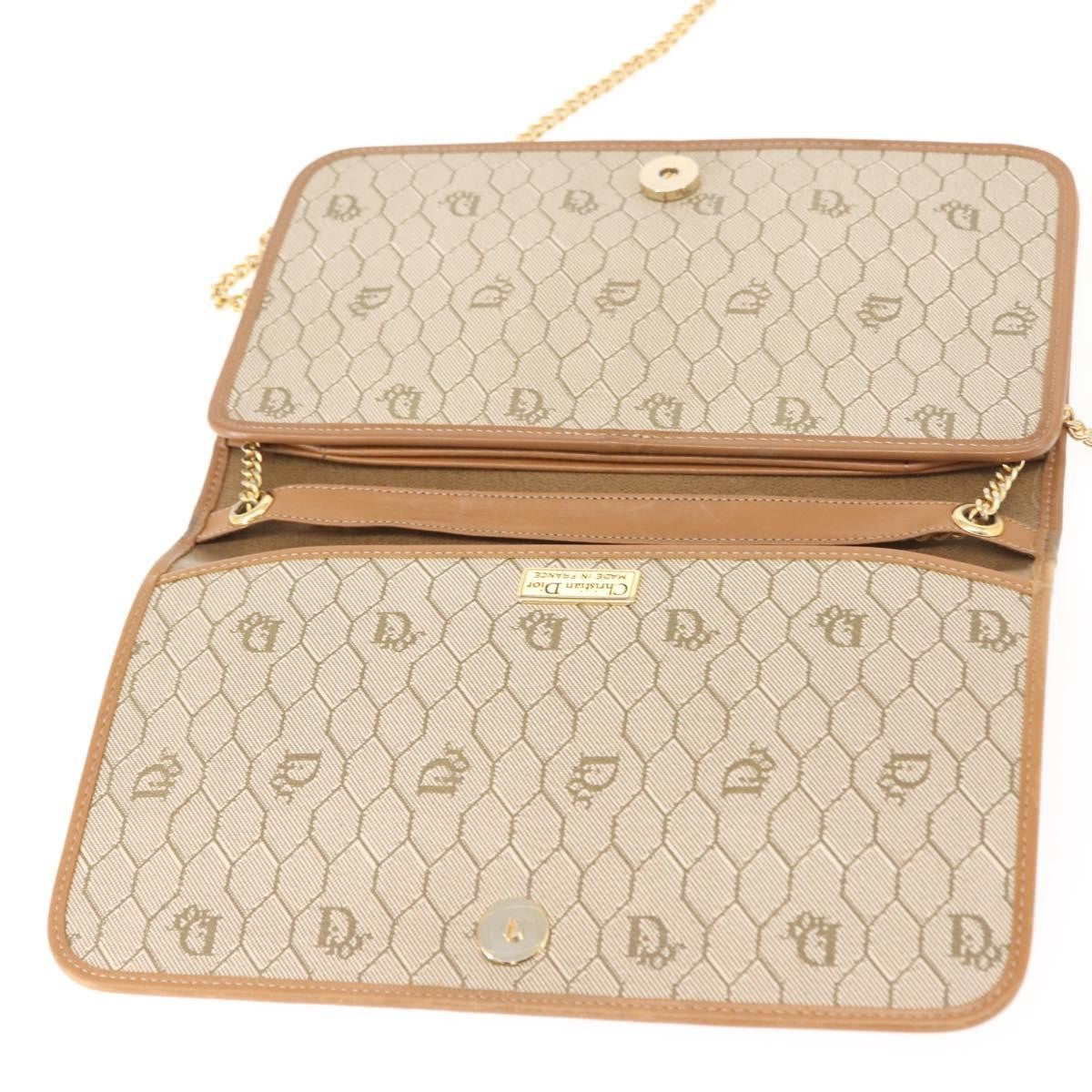 Christian Dior Vintage Honeycomb chain Canvas, BEIGE, CANVAS, Shoulder bag