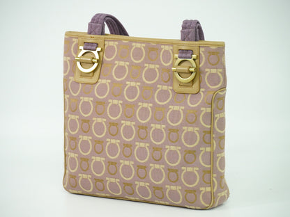 Salvatore Ferragamo Gancini Shoulder Bag Canvas, PURPLE, CANVAS, Shoulder bag