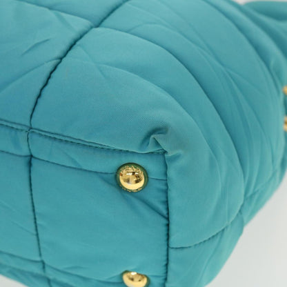 Prada Convertible Tote Quilted Tessuto, TURQUOISE, NYLON, Handbag