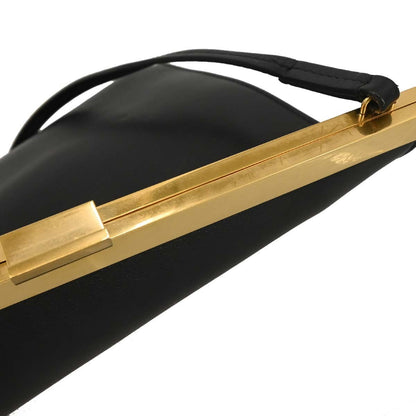 Celine Clasp Crossbody Bag Leather, BLACK, LEATHER, Shoulder bag