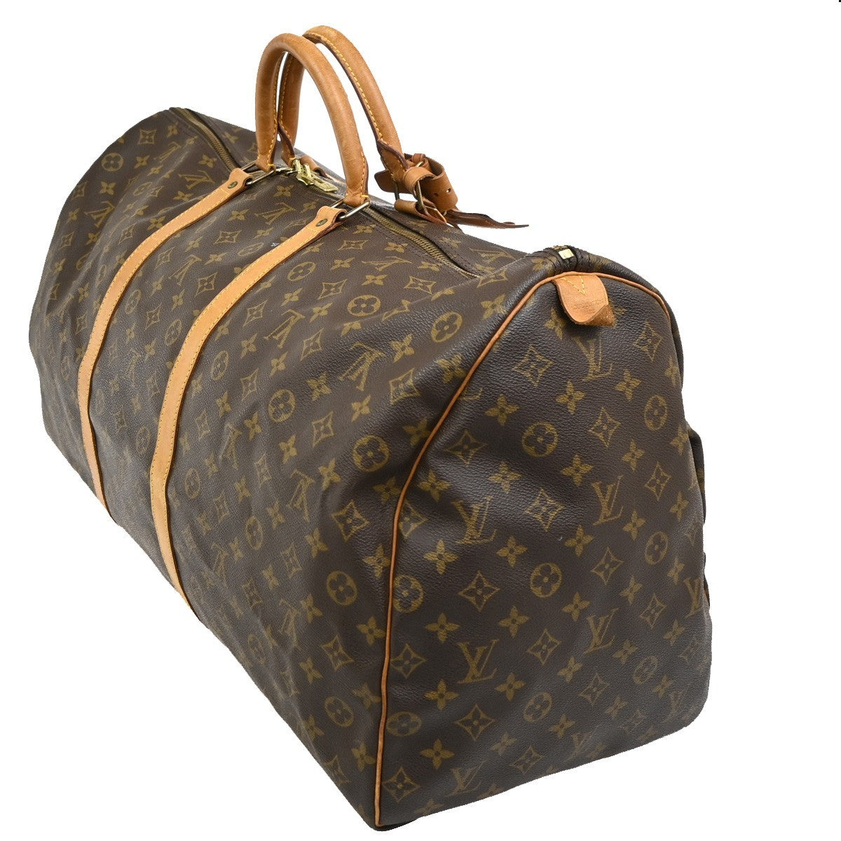 Louis Vuitton Keepall Bag Monogram Canvas, BROWN, LEATHER, Travel bag