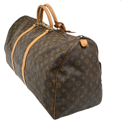 Louis Vuitton Keepall Bag Monogram Canvas, BROWN, LEATHER, Travel bag